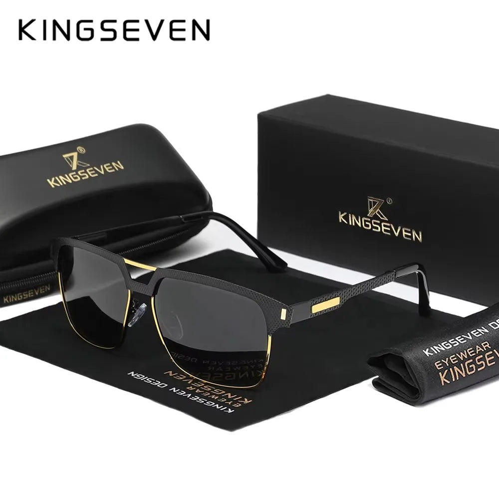 KINGSEVEN Men Polarized Brand Sunglasses Classical Vintage Driving UV400 Eyewear Rectangle Retro Luxury Sunscreen Glasses