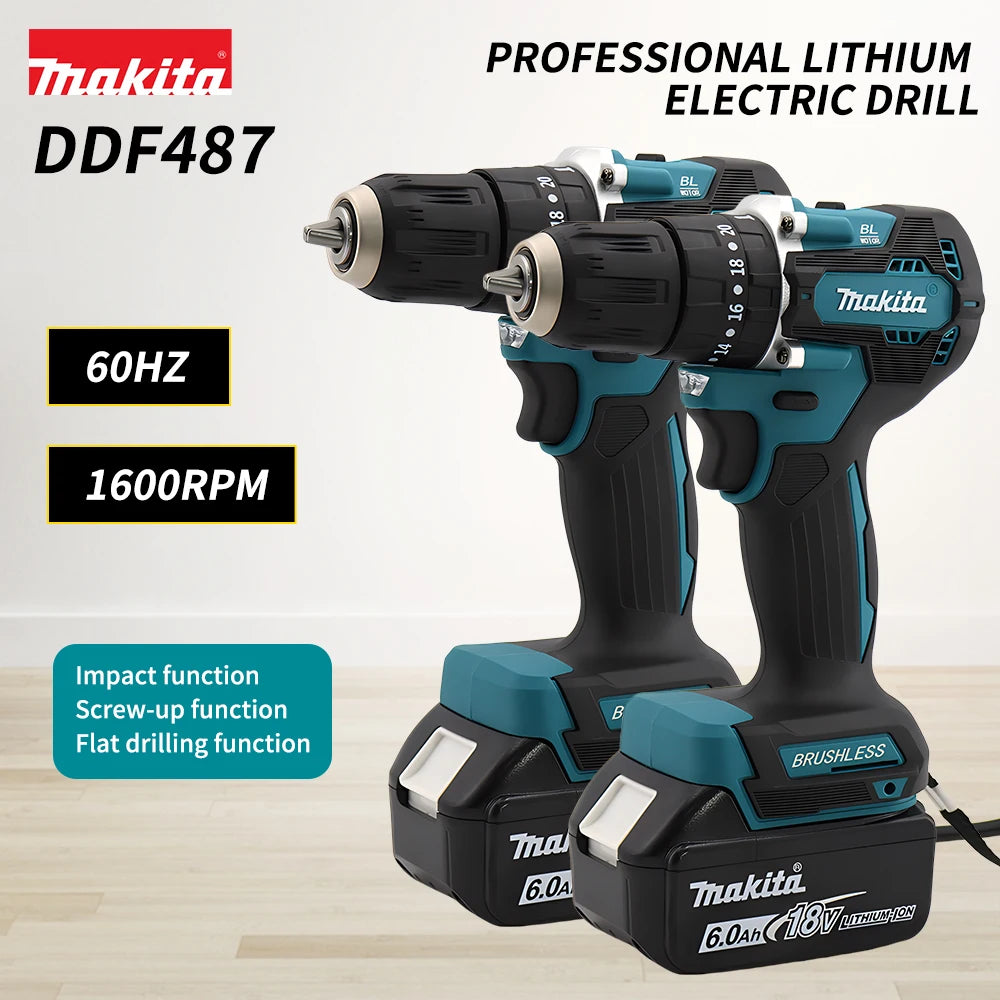 Makita DDF487  18V Cordless Brushless Electric Drill Driver Compact High Torque LXT Electric Variable Speed Brushless Motor Tool