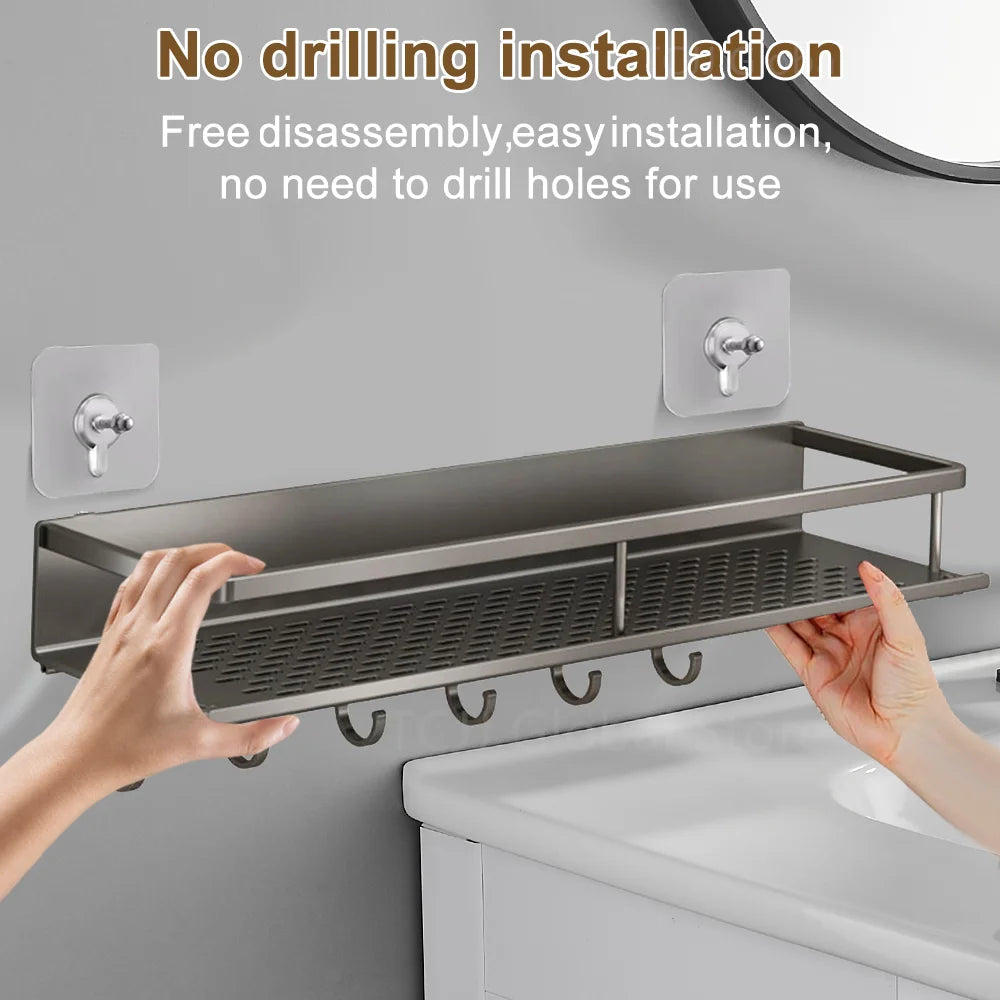 Wall Mounted Spice Rack - No Drilling Spice Organizer with Hook