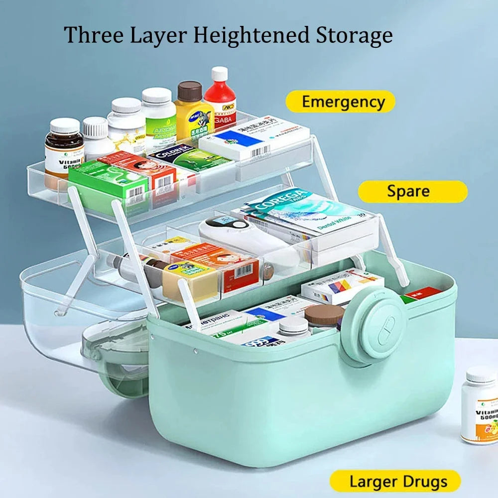 Large Capacity Medicine First Aid Kit - 3 Layers Storage Box