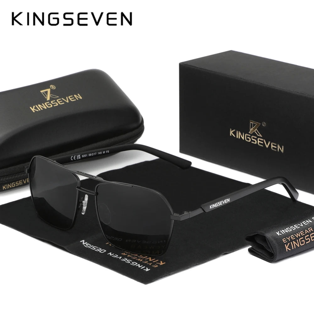 KINGSEVEN 2024 Polarized Sunglassesfor Men Alloy frame Outdoor Driving Eyewear Anti-Glare Mirror Lens Business Men