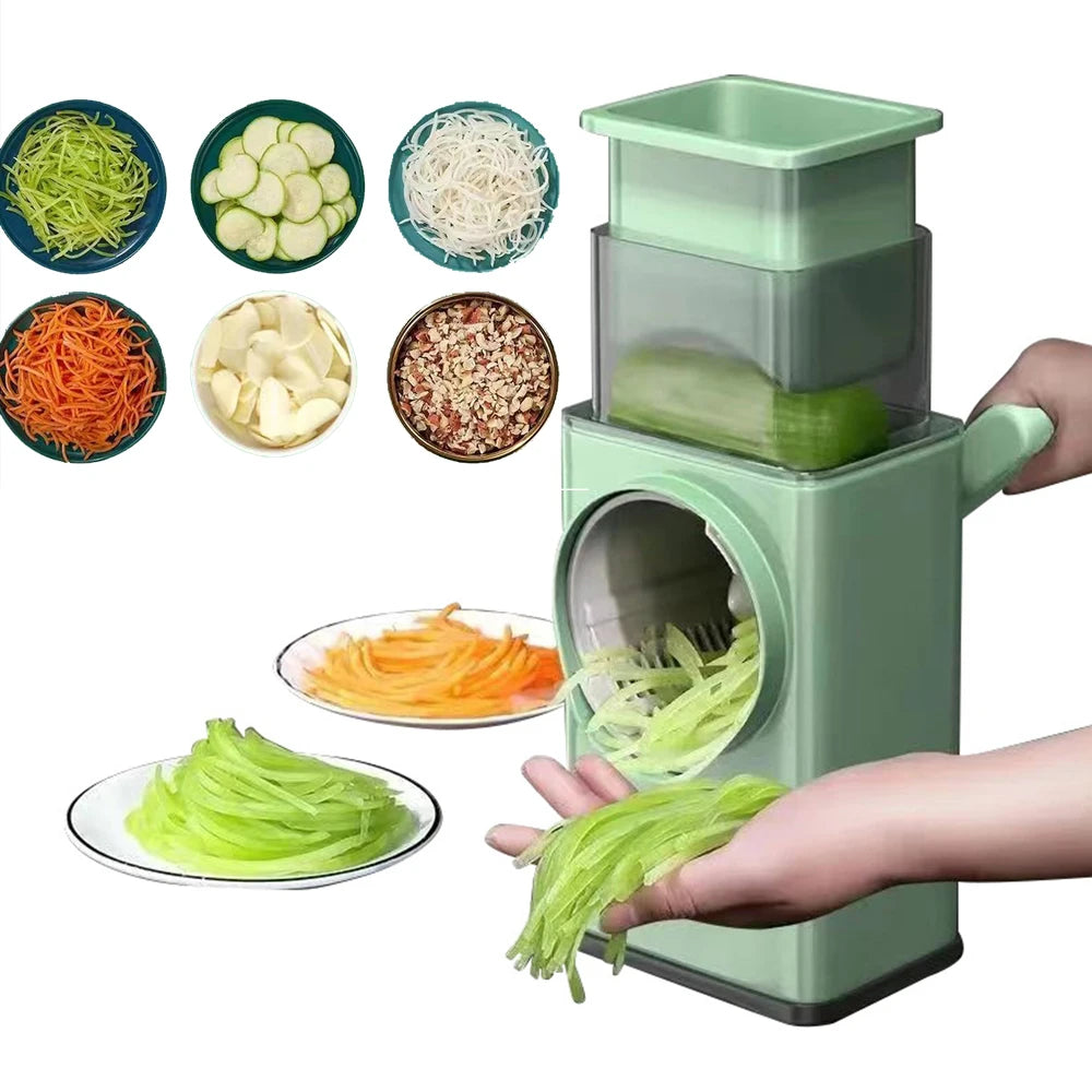 Manual Drum Vegetable Cutter - Hand-crank Multifunction Food Processor