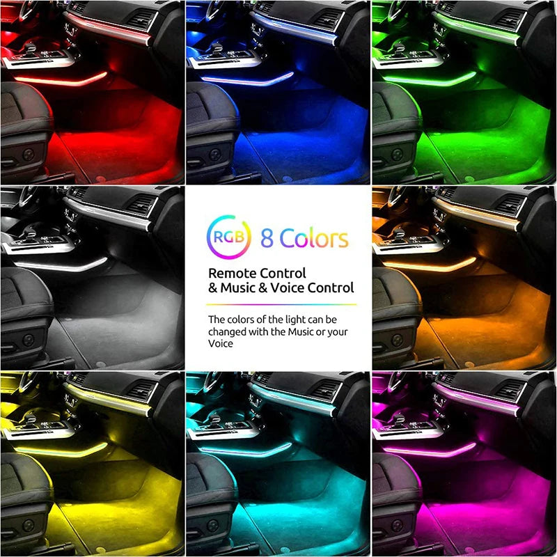 LED RGB Car Foot Ambient Light - Remote & Voice Control