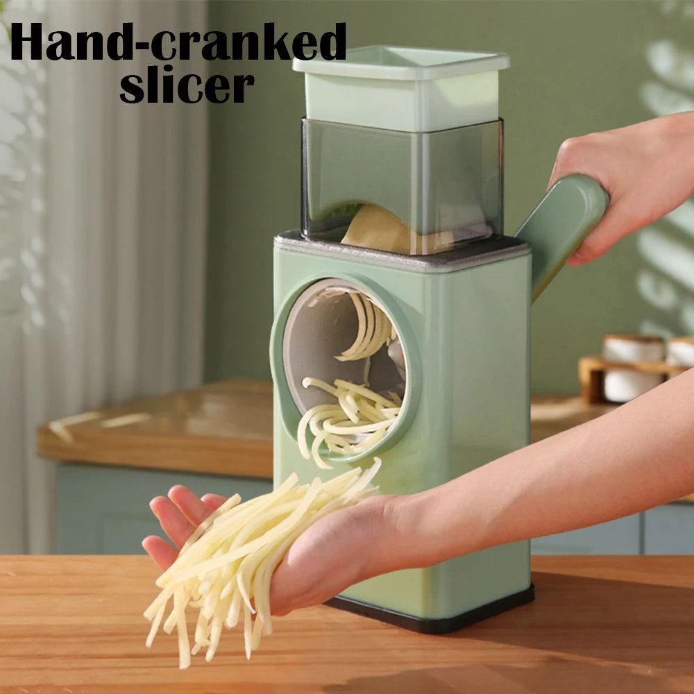 Manual Drum Vegetable Cutter - Hand-crank Multifunction Food Processor