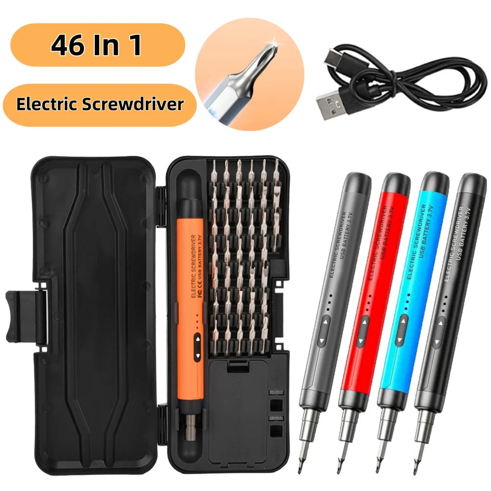46 In 1 Electric Screwdriver Set Precision Power Tool Kit Rechargeable Wireless Mini Small Bits for Mobile Cell computer Repair
