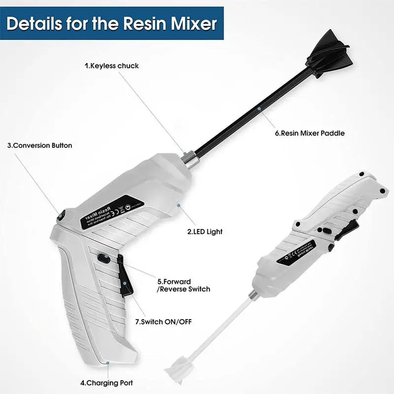 Resin Mixer Handheld Rechargeable Resin Mixer Electric For Epoxy Epoxy Resin Mixer With 2 Paddles Resin Stirrer For Resin