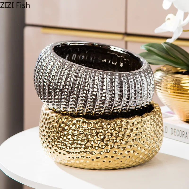 Creative Golden & Silver Plated Ceramic Flower Pots