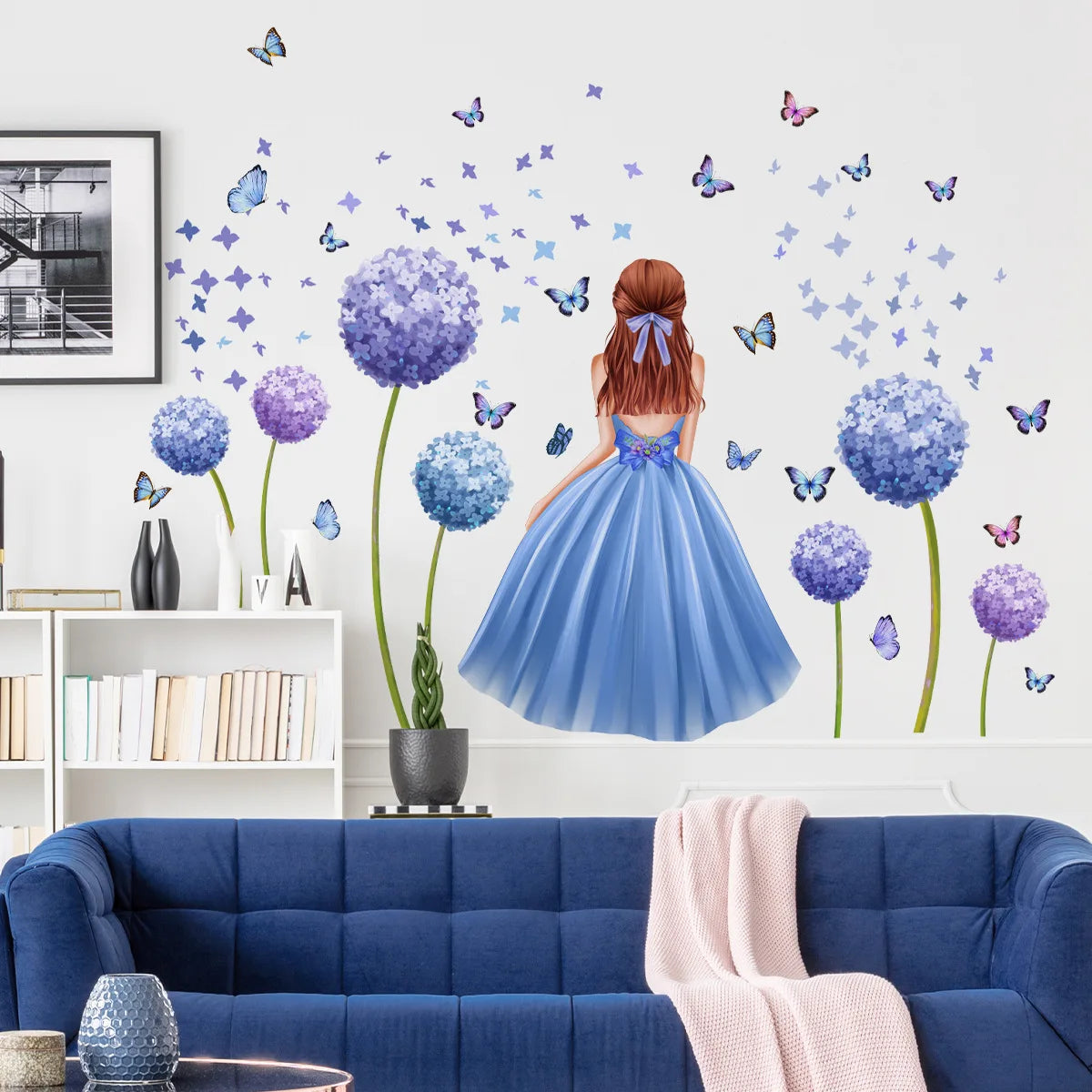 Flower Girl Vinyl Tile Child Wall Sticker - Adhesive Wallpaper