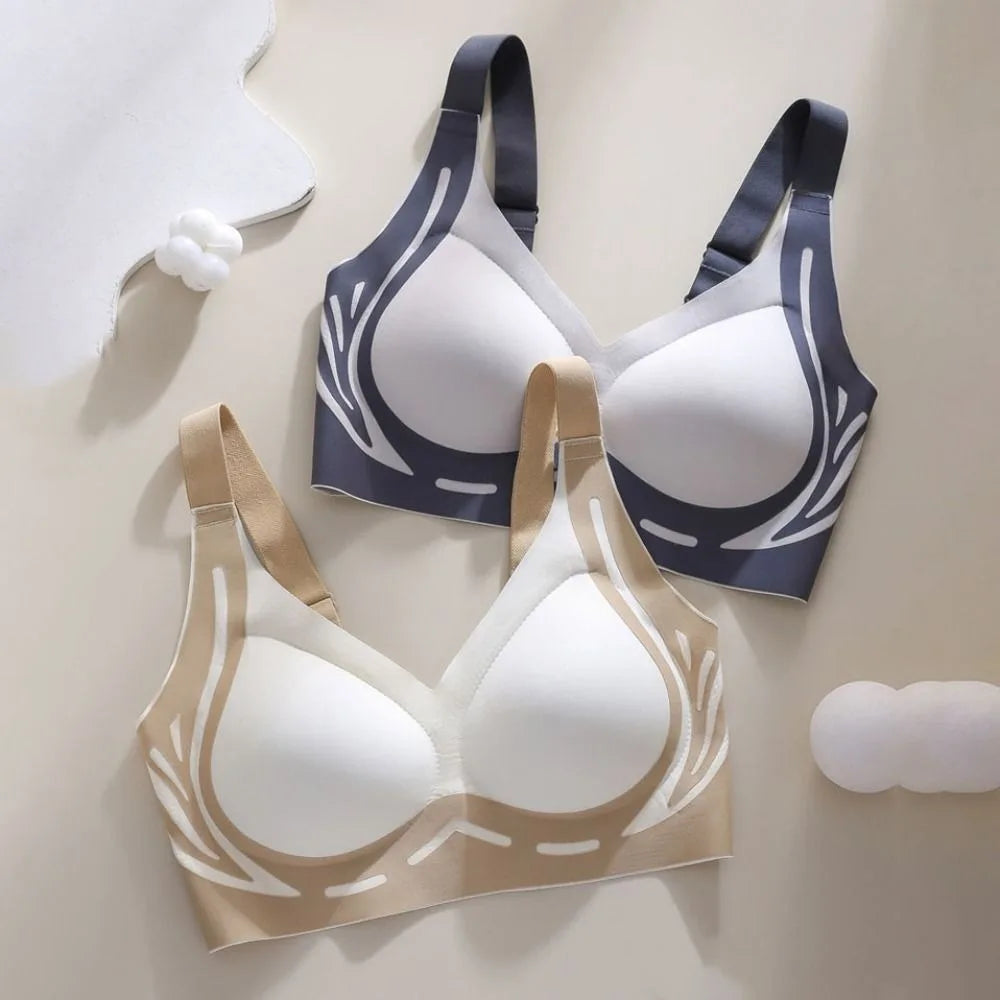 Fashion Over Size Wireless Deep V Bra Seamless Shockproof Brassiere for Women Lingerie Beautiful Back Push Up Underwear Running