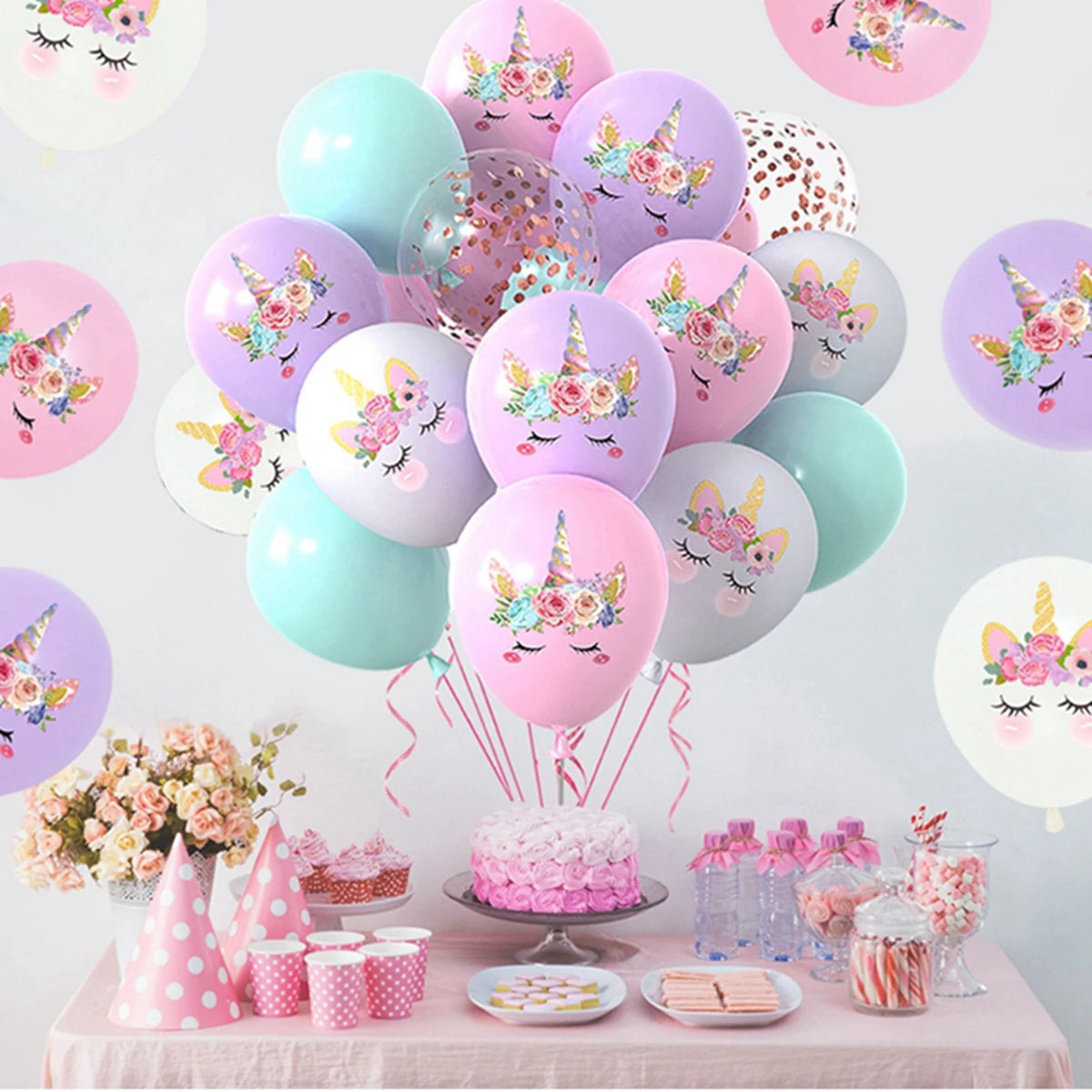 Unicorn Theme Birthday Party Decoration - Confetti Ballons