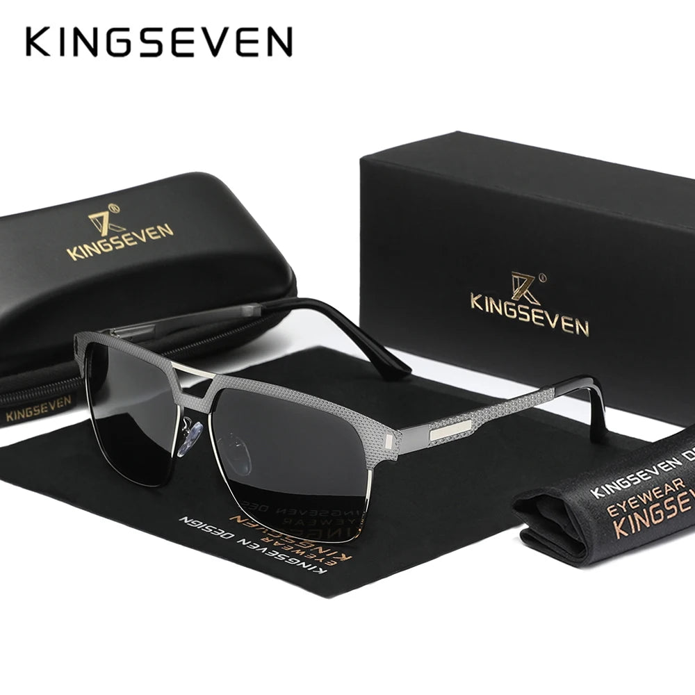 KINGSEVEN Men Polarized Brand Sunglasses Classical Vintage Driving UV400 Eyewear Rectangle Retro Luxury Sunscreen Glasses