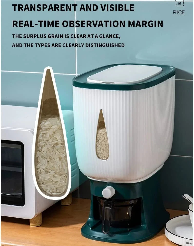 Rice Storage Container Sealed - Grain Cereal Dispenser - 10Kg