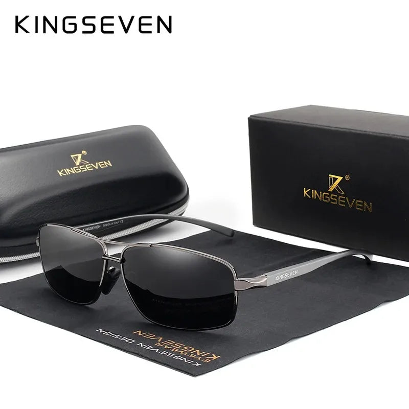 KINGSEVEN Brand Designer Men Polarized UV400 Sunglasses Vintage Retro Rectangle Classical Glasses Anti-glare Driving Eyewear