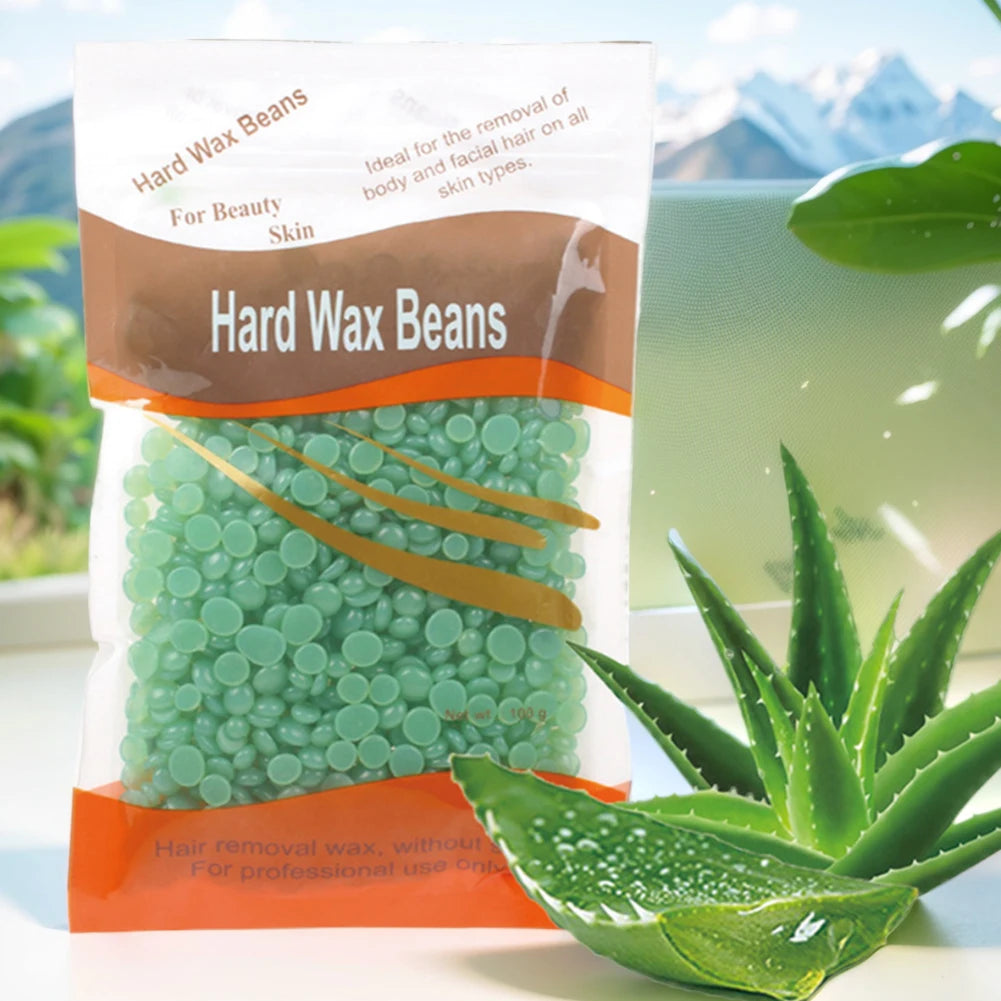 100g Depilatory Hard Wax Beans Hot Beads with Natural Ingredient Hard Body Wax Beans for All Body and Bikini Areas