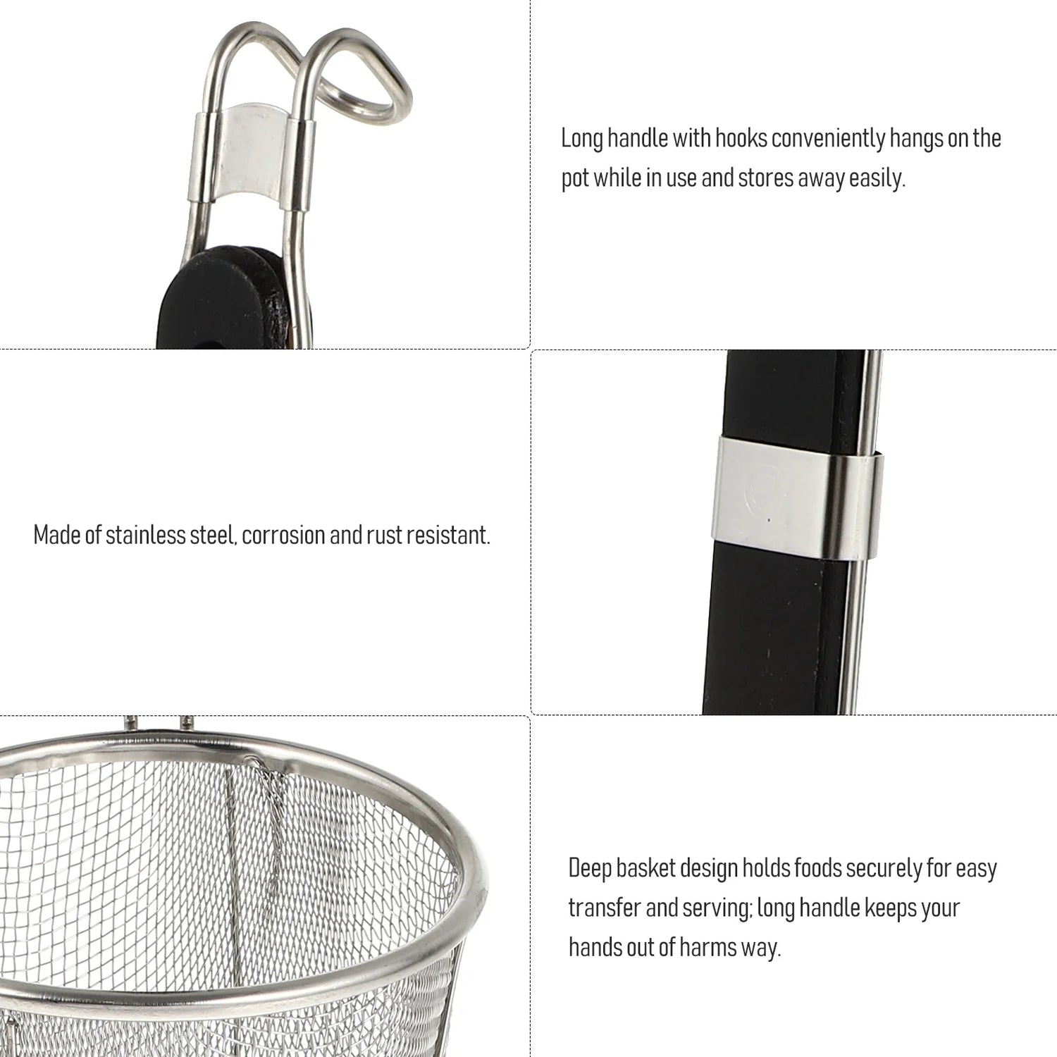 Spaghetti Noodles High Side Colander Sieve Food Skimmer Filter Kitchen Mesh Spider Pasta Basket Strainer