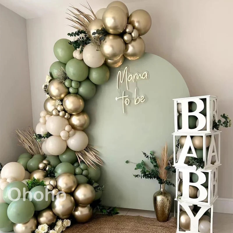 Beige Green Balloon Garland Arch Kit - Ballons
