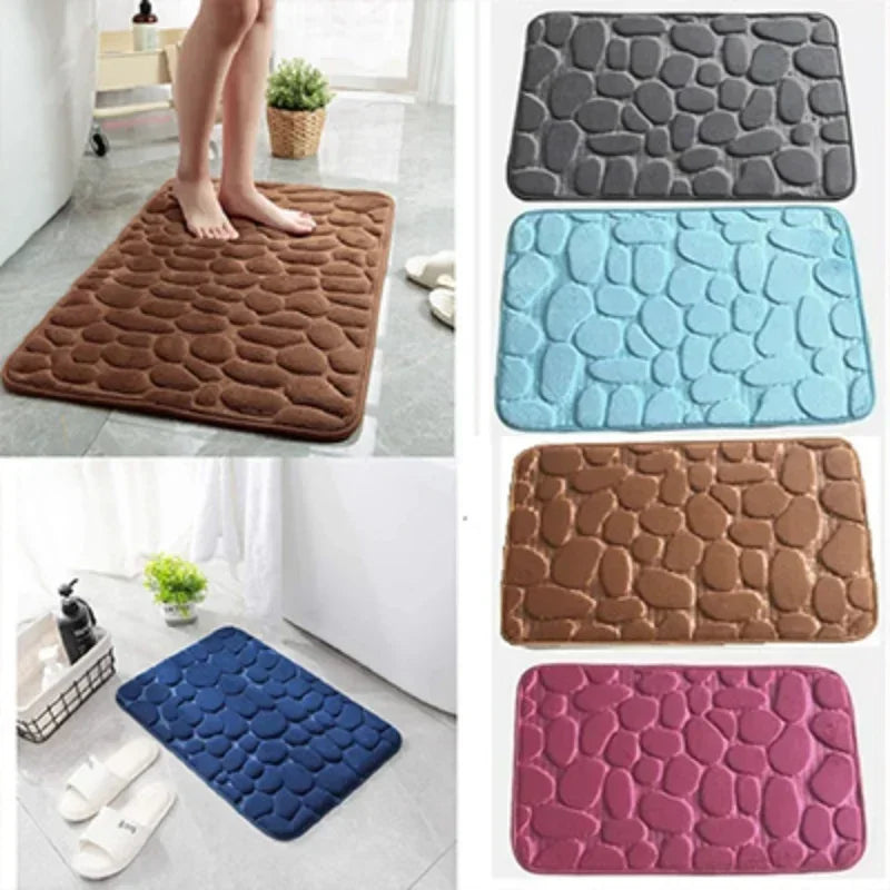 Memory Foam Embossed Non-Slip Cobblestone Floor Mat