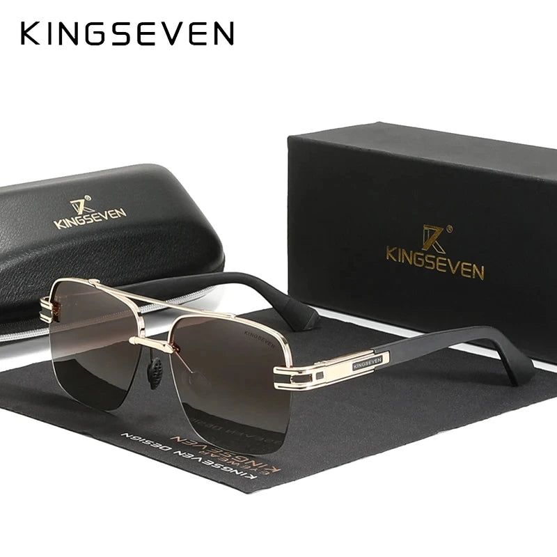 KINGSEVEN Fashion Design Sunglasses For Men Polarized UV400 Glasses Women Square Half Frame Photochromism Anti-glare Eyewear