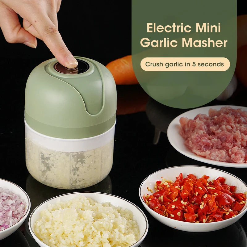 Garlic Masher Crusher - Electric Food Chopper - 250ml