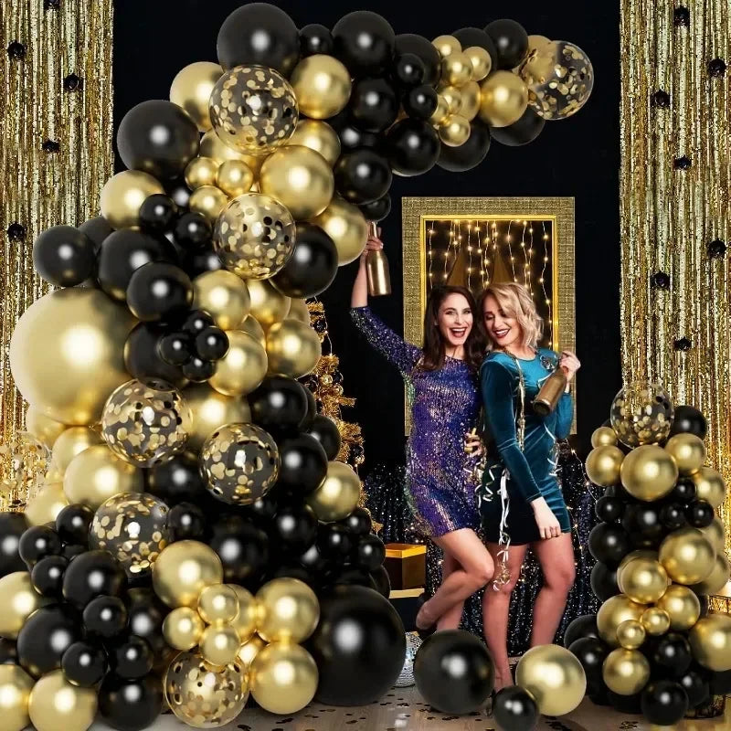 Wholesale Latex Balloons Shiny Sequin Black and Gold Inflatable Balloon for Wedding Party Birthday Christmas Home Decor Supplies