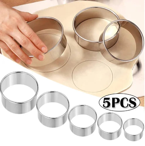 Round Stainless Steel Biscuit Mold Dumpling Skin Cutting Mold - 5PCS