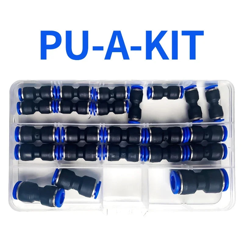 4 6 8 10 12 14mm PU Kit Hose Connector Pneumatic Air Fittings Easy to Push Quick Release Kit