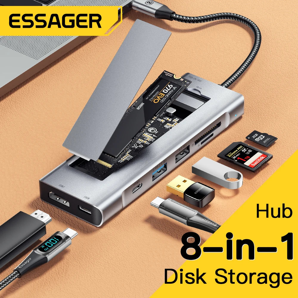 Essager USB Hub With Disk Storage Function - 8-in-1