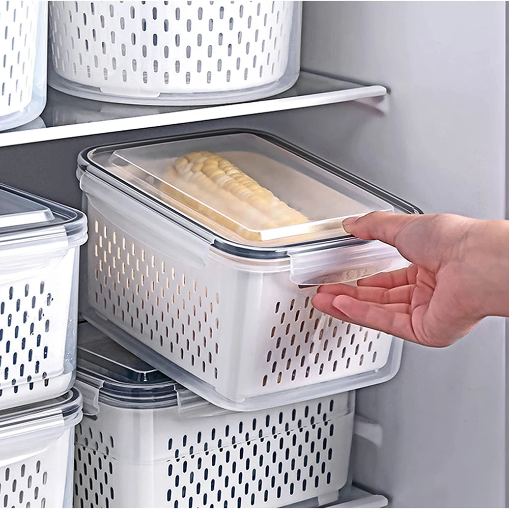 Fruit Storage Containers for Fridge with Removable Colander