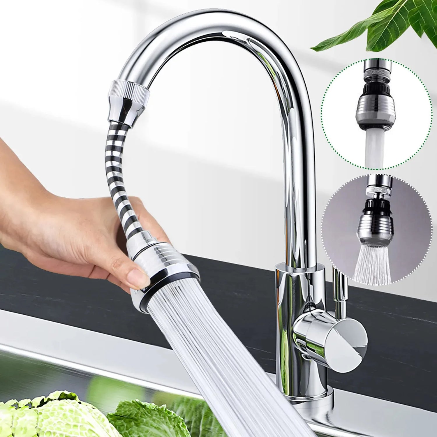 Adjustment Faucet Extension Tube Water Saving Nozzle - 360 Degree