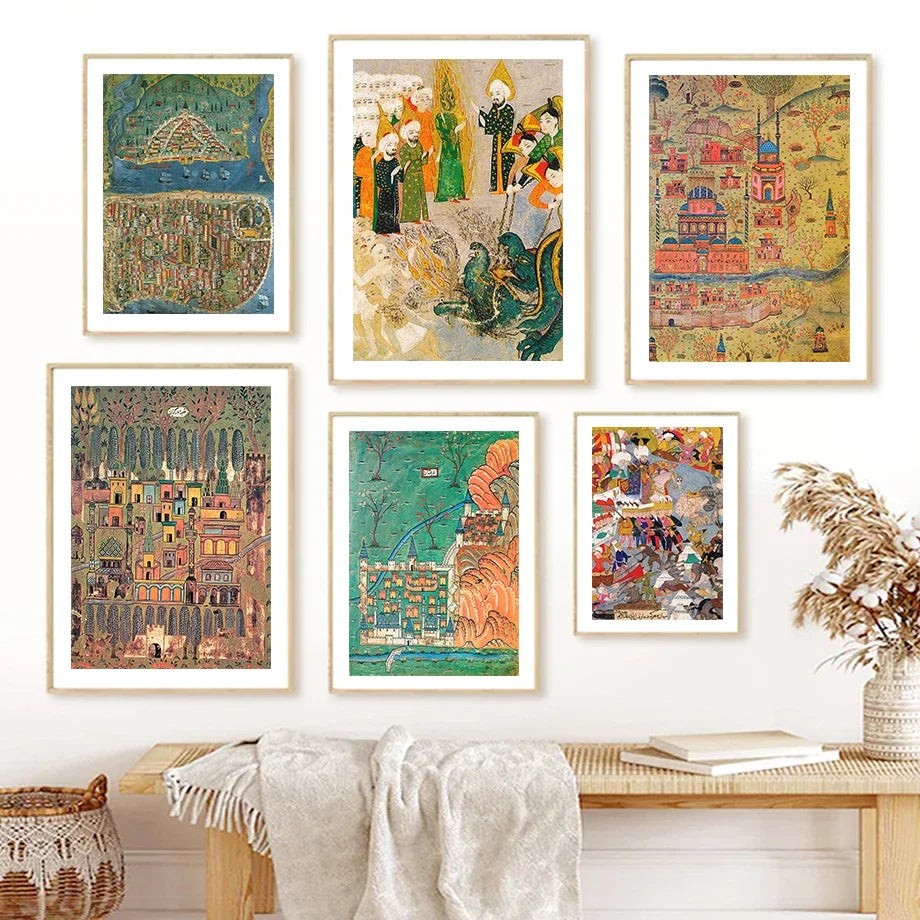 Retro Ottoman Empire Map - Islamic Wall Art - Canvas Painting