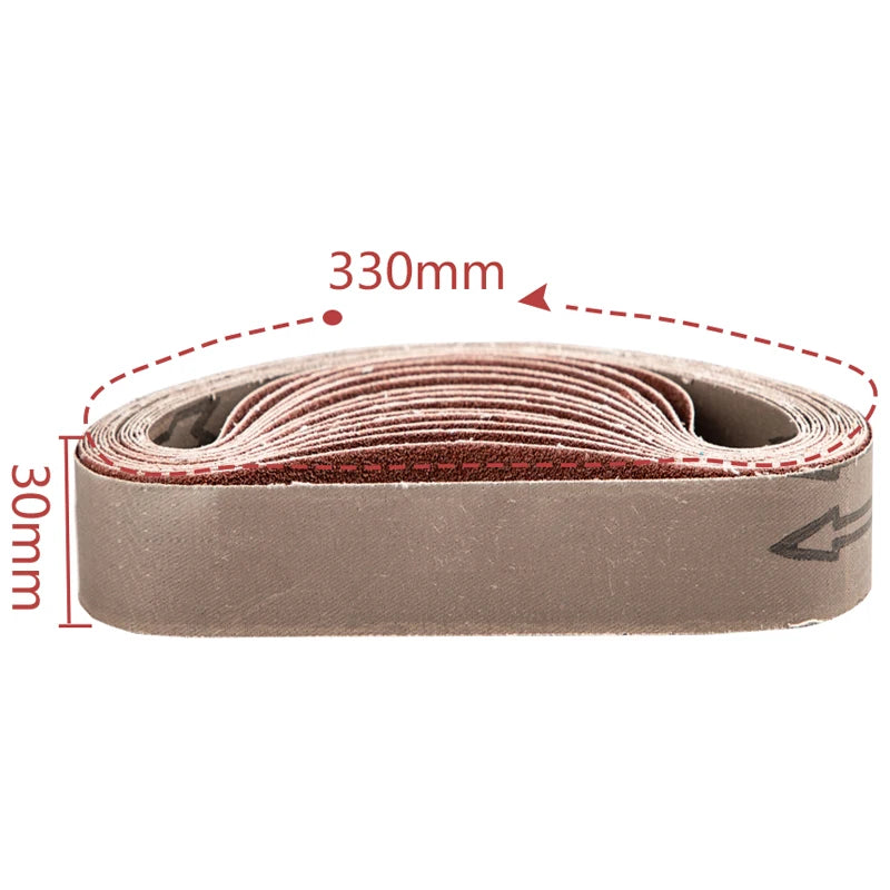 10PCS/Set Sanding Belts 120-1000 Grits Wood Soft Metal Polishing Sandpaper Abrasive Bands For Belt Sander Abrasive Tool 330*30mm
