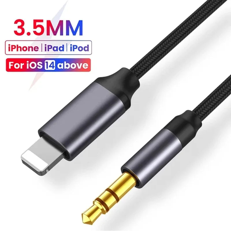 3.5mm Jack Aux Cable Car Speaker Headphone Adapter for iPhone 15 14 13 12 11 Pro Audio Splitter Cable for IOS 14 Above Converter