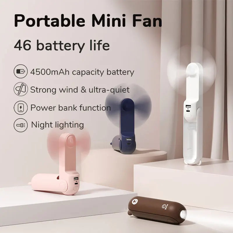 Portable Mini Handheld Fan - USB 4500mAh Recharge