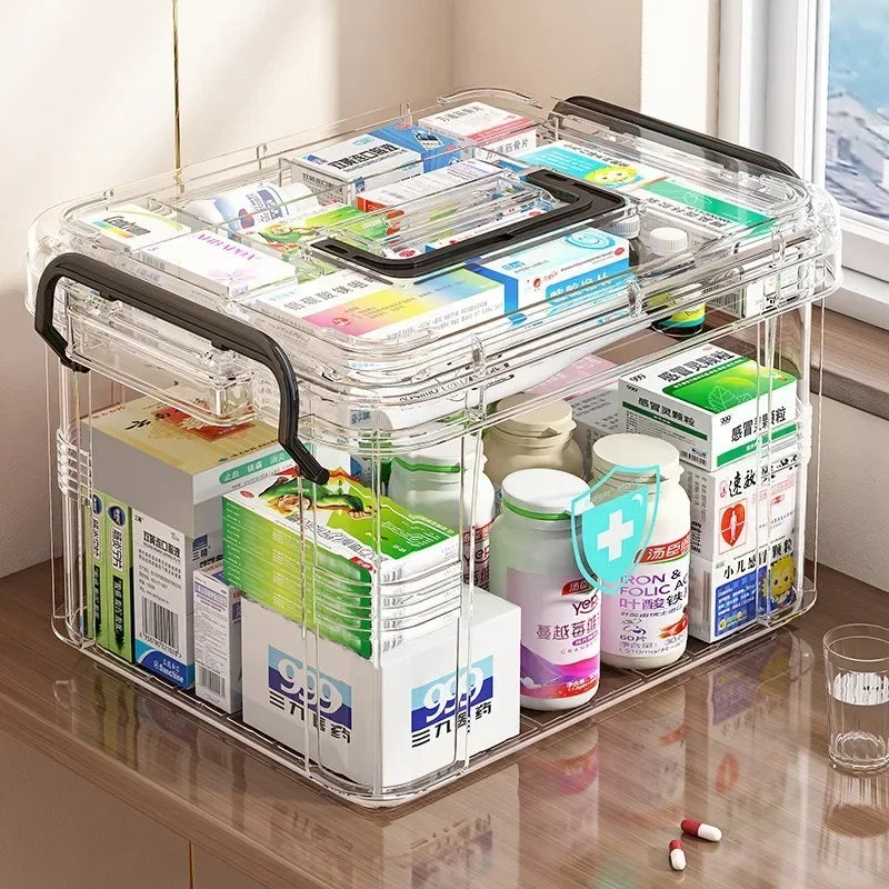 Large-capacity Multi-layer Transparent Medicine Storage Box
