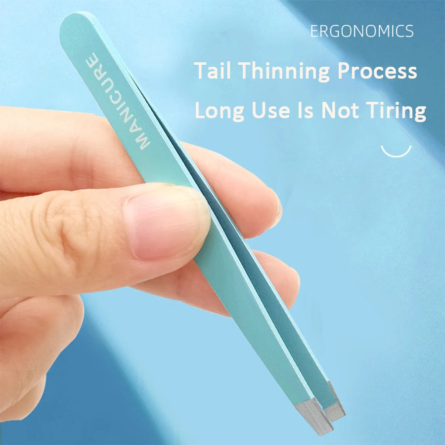 4 Pcs Colorful Eyebrow Tweezer Hair Beauty Fine Hairs Puller Stainless Steel Slanted Eye Brow Clips Removal Makeup Tools