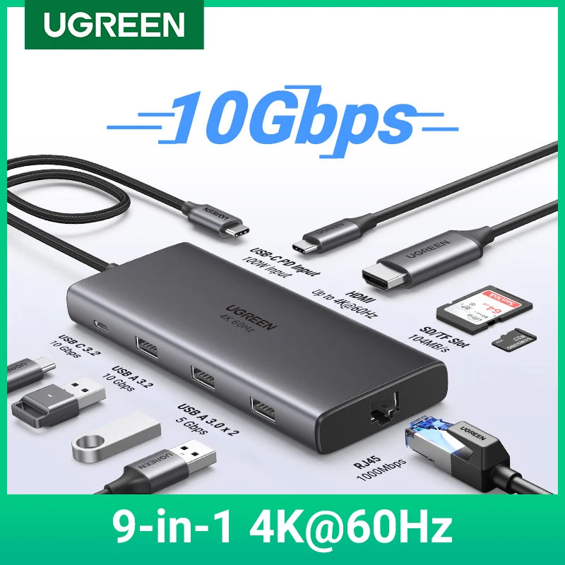 UGREEN USB HUB - 10Gbps 10-in-1 Type-C to 4K60Hz HDMI