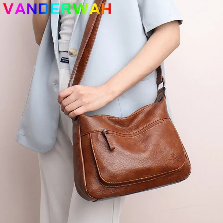 High Quality Leather Tote for Ladies Luxury Casual Women Designer Shoulder Crossbody Sac Female Worker Bolsas Handbags and Purse