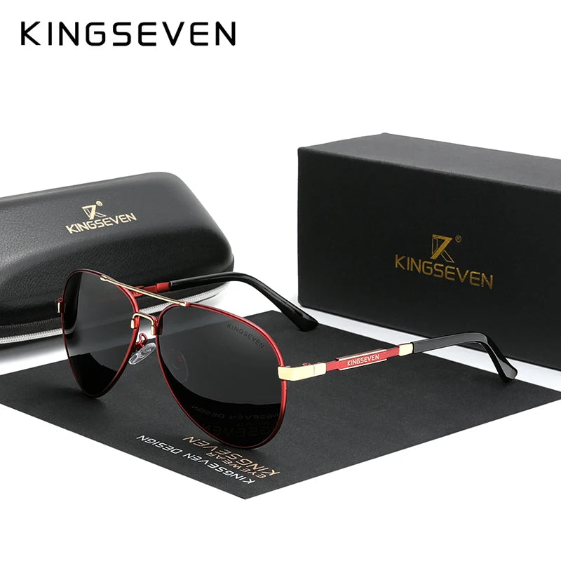 KINGSEVEN  Brand 2024 Aluminum magnesium Polarized Men Sunglasses Vintage Square Metal Frame Male Sun Glasses Driving
