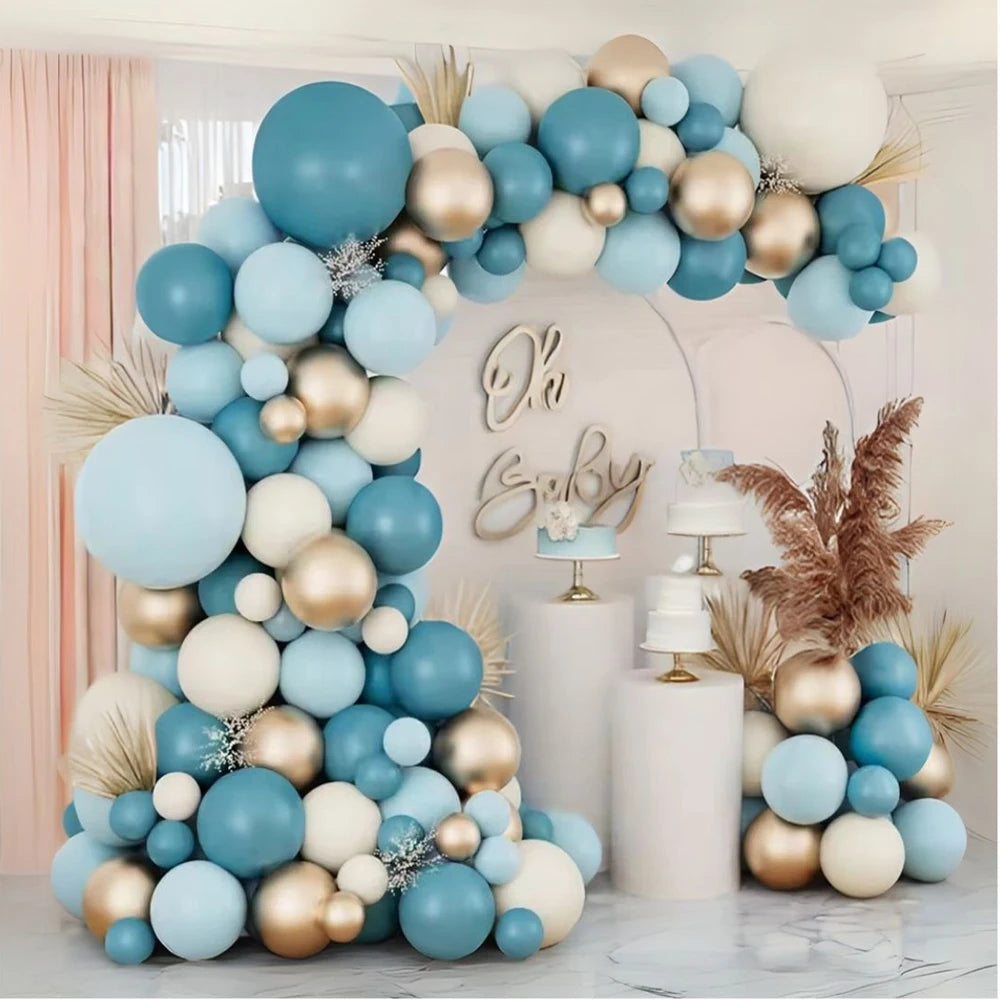 Macaron Dusty Blue Balloon Garland Arch Kit Happy Birthday Party Decoration Kids Boy Baby Shower Ballons Wedding Party Supplies
