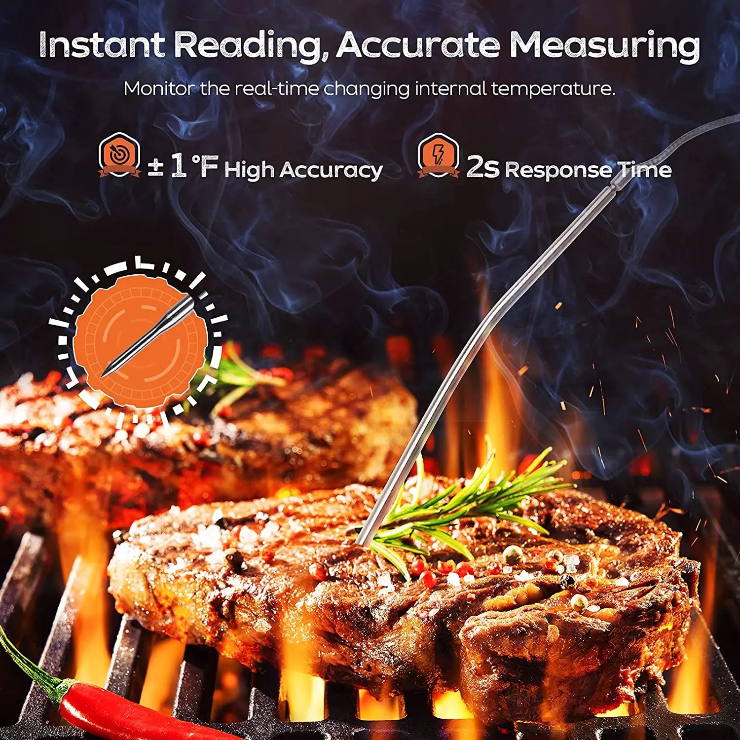 Digital Meat Kitchen Thermometer - Stainless Waterproof