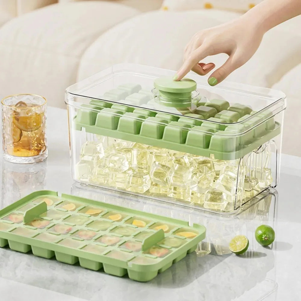 Press Ice Tray Bucket Multifunctional 48 Gride Ice Cube Mold Ice Maker with One-touch To Release Portable Ice Box Ice Cube Tray