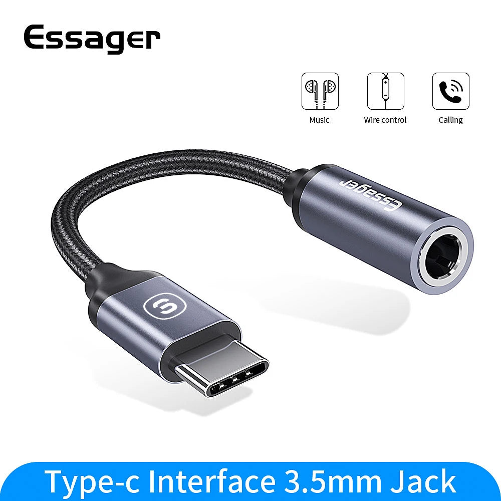 Essager USB Type C to 3.5 Jack Earphone Adapter