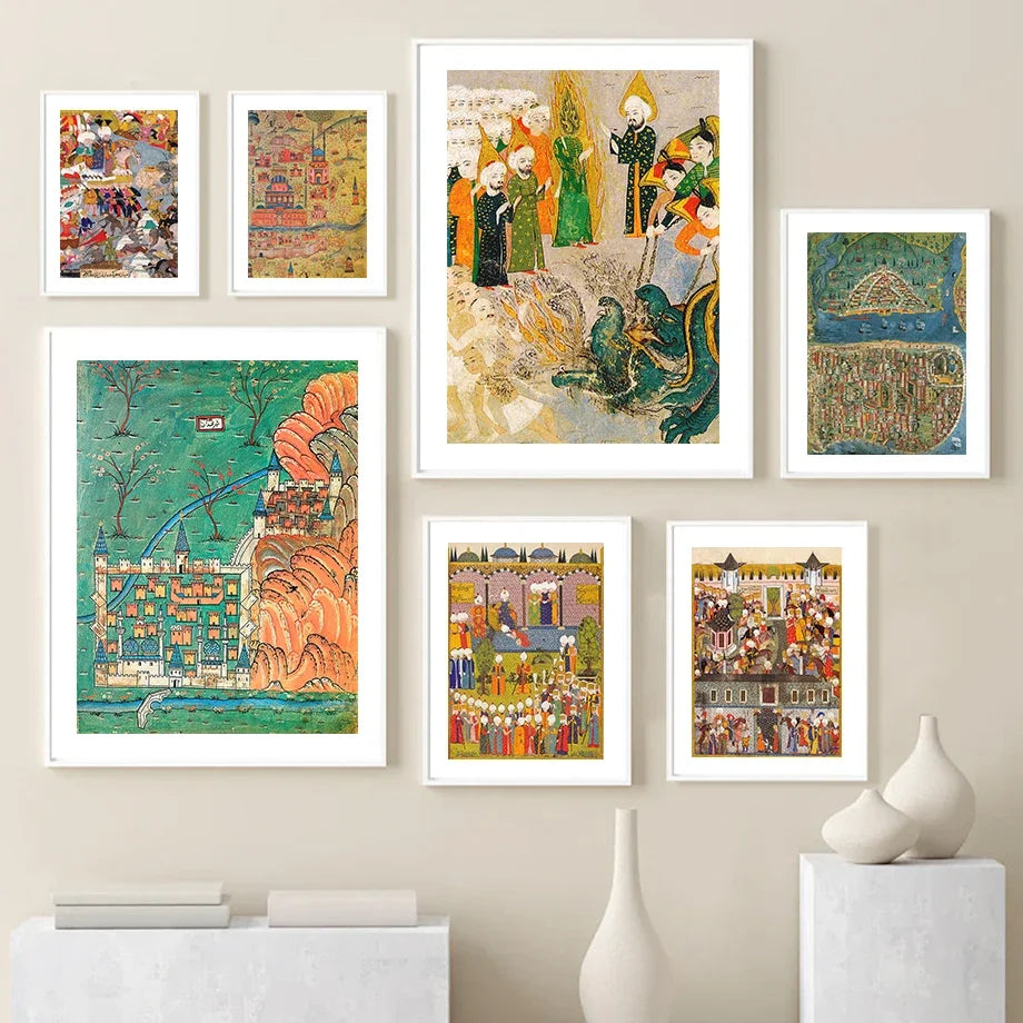 Retro Ottoman Empire Map - Islamic Wall Art - Canvas Painting