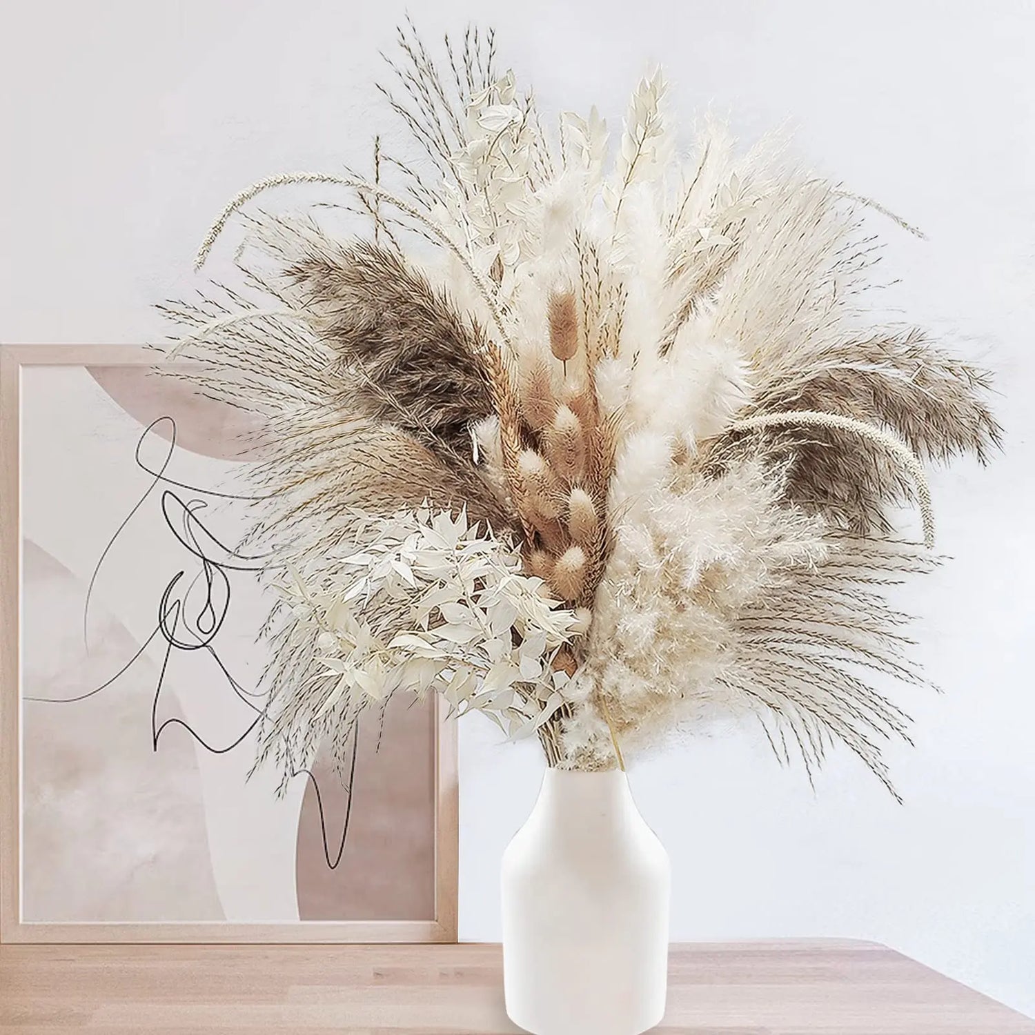 Modern Grass Dried Natural Fluffy Pompas Flowers - 80Pcs