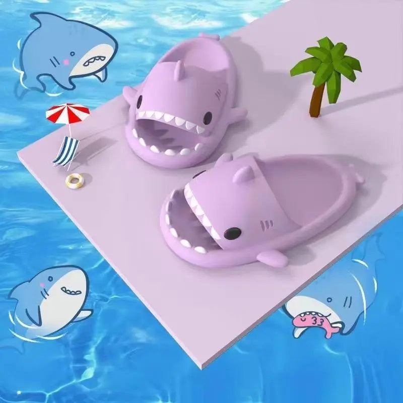 Summer Women Shark Slides Couple Beach Sea Flip Flops Cute Kids Shark Slippers Non-slip Men Indoor Outdoor Sandals