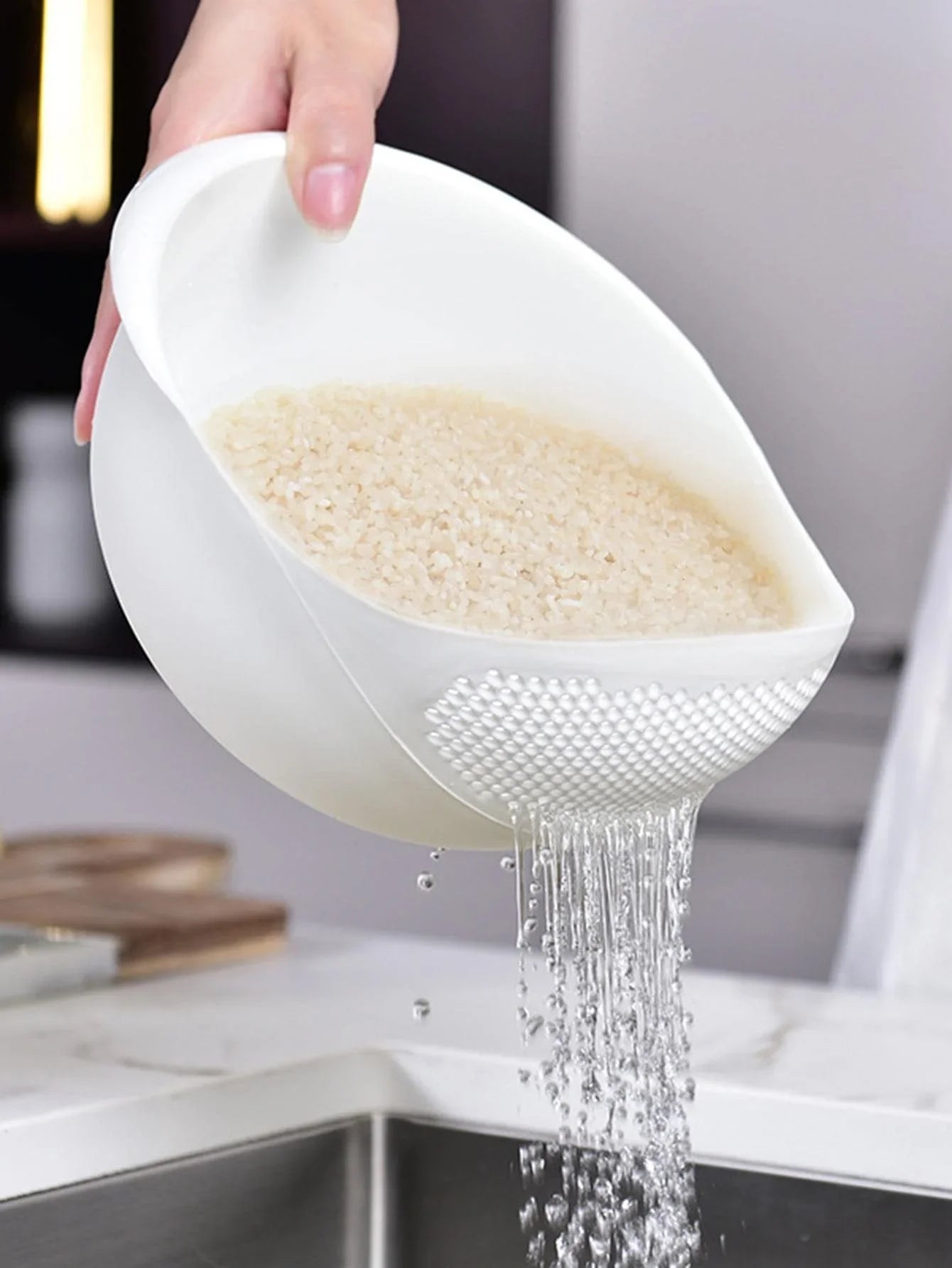 Silicone Colander - Rice, Fruit Washing Drain Basket