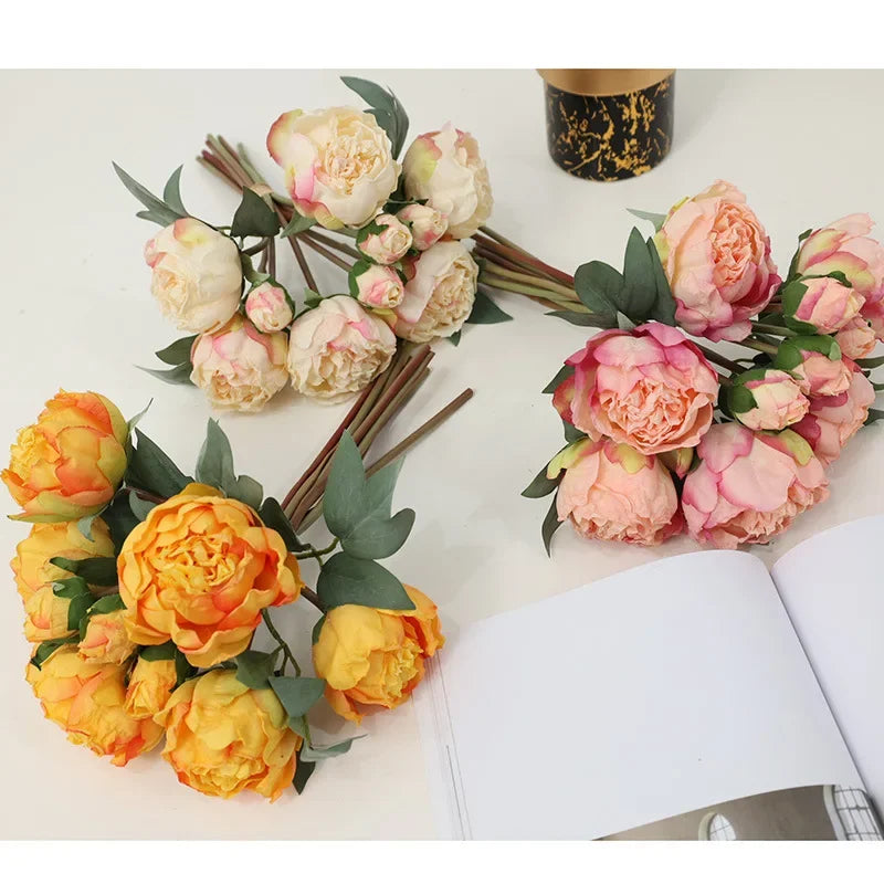 High Quality Peony Silk Artificial Flowers - 10 Heads