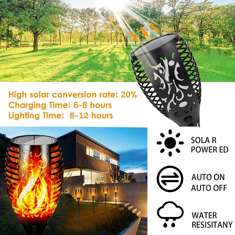 LED Solar Lights - Waterproof Flickering Dancing Flame Lamp