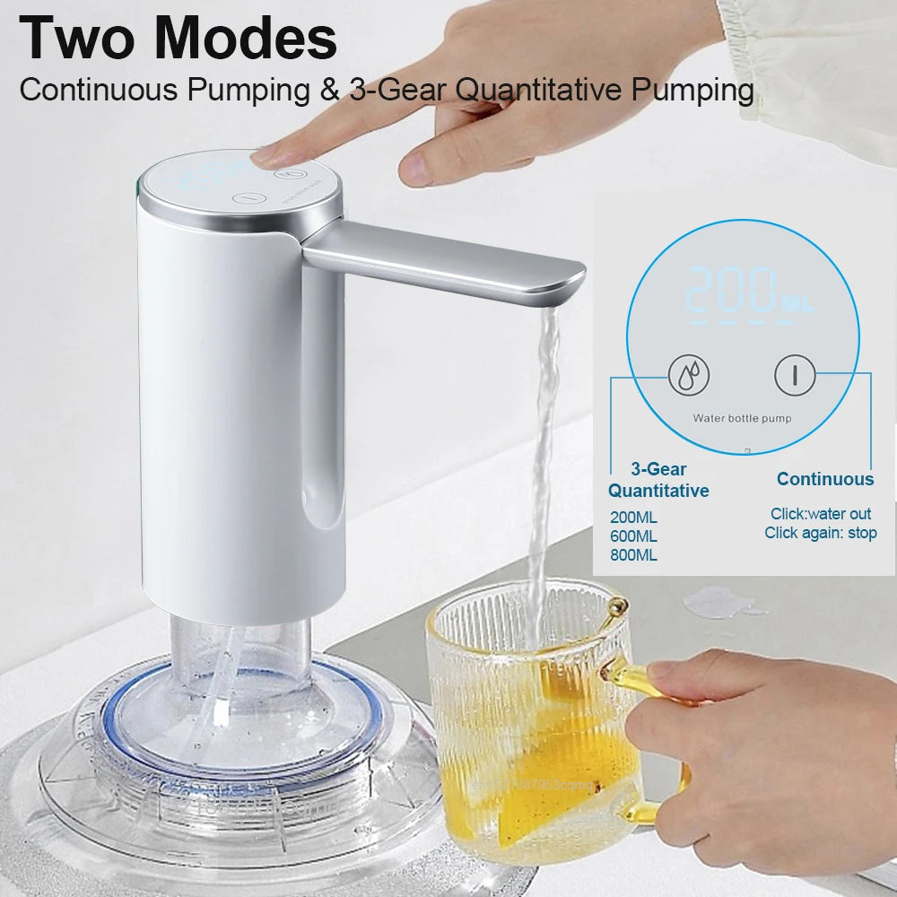 Electric Gallon Bottle Pump - Foldable Automatic Water Dispenser Pump