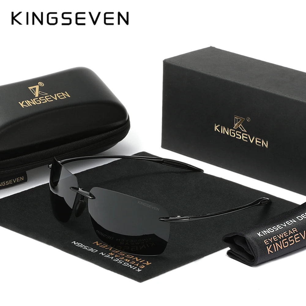 KINGSEVEN Brand New Rimless Sunglasses Polarized UV400 Men Driving Ultralight Rectangle Frameless Glasses Women Fishing Eyewear
